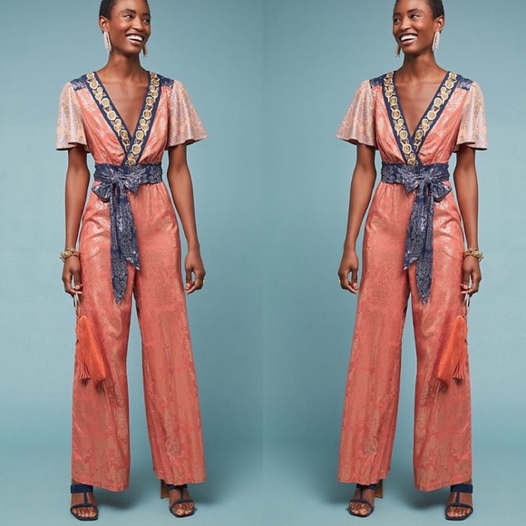 Anthropologie Pants - Anthropologie Akemi + Kim metallic jumpsuit NWT